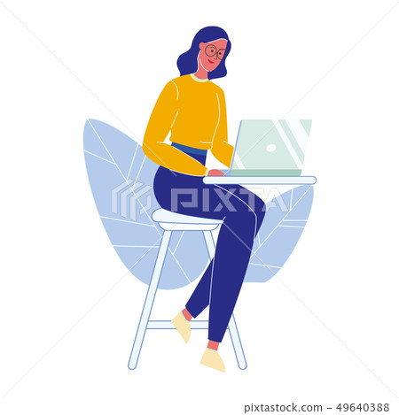 Woman with Laptop Cartoon Vector Illustration - Stock Illustration ...