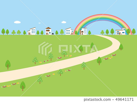 Background material-Landscape with a house Background material-Landscape with a house 49641171