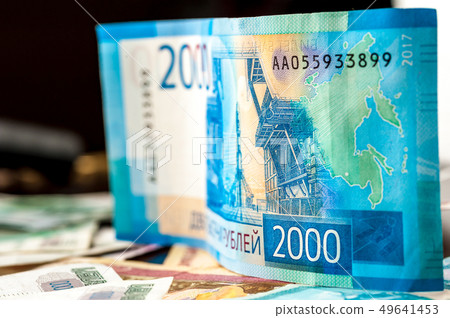 Close-up Russian rubles background 49641453