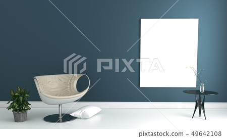 Living on the wall with table and pillow,3D render Living on the wall with table and pillow,3D render 49642108