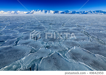 White snowy mountain, blue glacier Svalbard White snowy mountain, blue glacier Svalbard 49642950