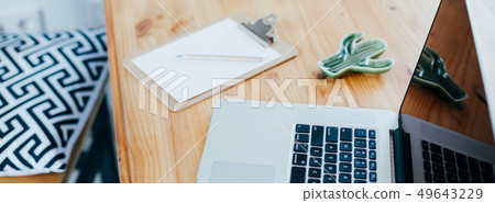 Freelance workplace with laptop 49643229