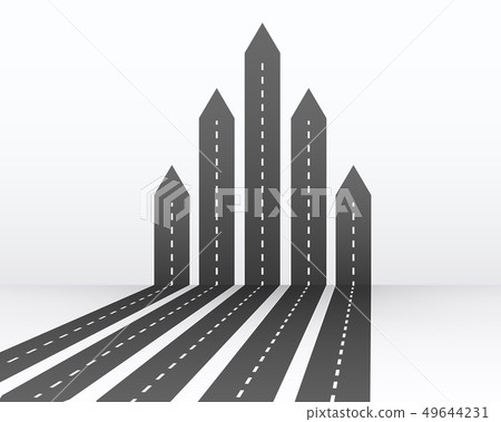 Creative illustration of 3D arrow roads map. Art Creative illustration of 3D arrow roads map. Art 49644231