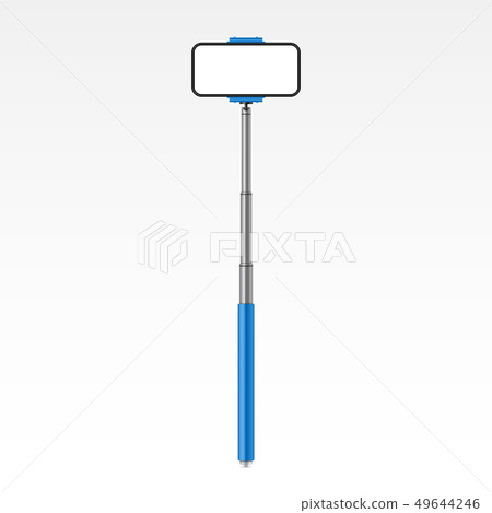 Creative illustration of monopod selfie stick with Creative illustration of monopod selfie stick with 49644246