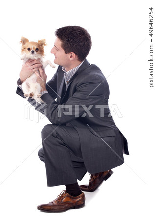 business man and chihuahua business man and chihuahua 49646254