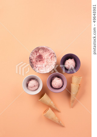 Homemade yogurt strawberry ice cream Homemade yogurt strawberry ice cream 49648981