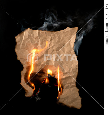 burning piece of crumpled paper burning piece of crumpled paper 49649164