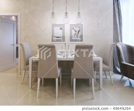 Served dinner table art deco style Served dinner table art deco style 49649264
