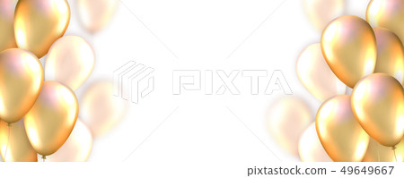 Card with realistic golden balloons and copy space 49649667