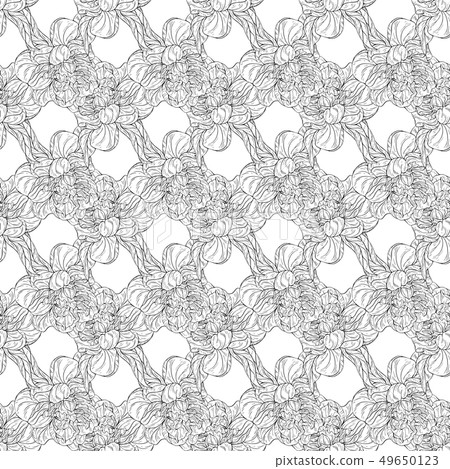 Seamless pattern. Plant in blossom. Ink sketch 49650123