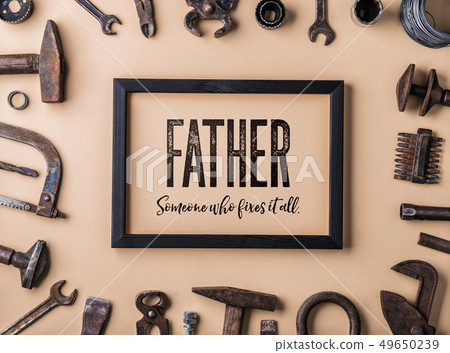 Fathers day greeting card concept. Flat lay. Fathers day greeting card concept. Flat lay. 49650239