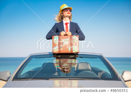 Successful young businesswoman on a beach 49650351