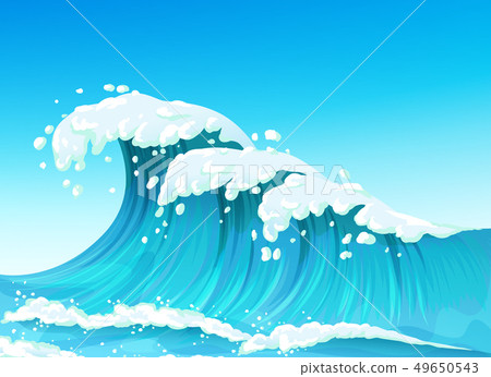 Big sea or ocean wave with splashes and white... - Stock Illustration ...