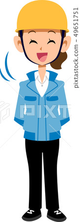 Working woman in blue construction suit 49651751