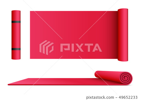 Creative illustration of half rolled yoga mat isolated on background. Art design fitness and health 49652233