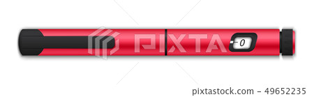 Creative illustration of insuline pens equipment and glucose level blood test for diabetics on 49652235