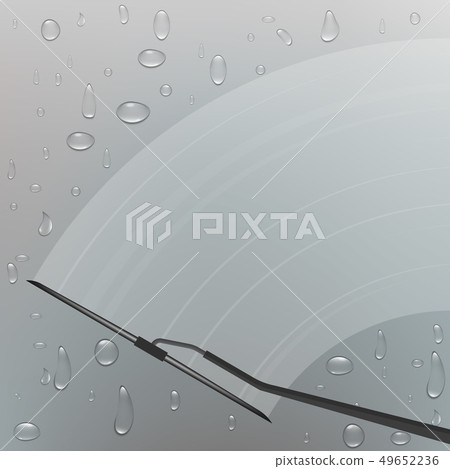 Creative illustration of realistic car windscreen wipe glass, wiper cleans the windshield isolated 49652236