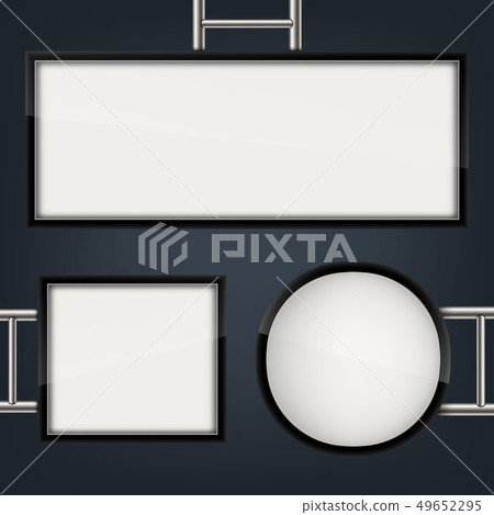 Creative illustration of street sign hanging mounted illuminated lightbox isolated on background Creative illustration of street sign hanging mounted illuminated lightbox isolated on background 49652295
