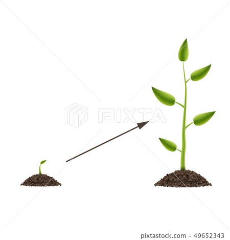 Creative illustration of growth up green tree with leaf isolated on background. Business cycle Creative illustration of growth up green tree with leaf isolated on background. Business cycle 49652343