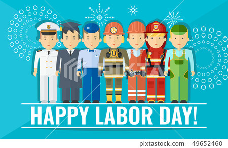 Happy labor day poster with group of people of different professions. Happy labor day poster with group of people of different professions. 49652460
