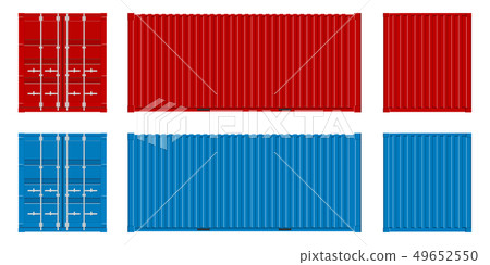 Creative illustration of sea freigh cargo containers views from different sides collection isolated Creative illustration of sea freigh cargo containers views from different sides collection isolated 49652550