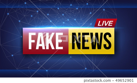 Creative illustration of fake news live broadcasting television screen isolated on background. Art 49652901