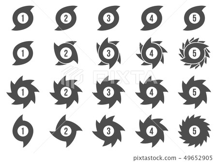 Creative illustration of hurricane scale indication icon symbol set isolated on background. Art Creative illustration of hurricane scale indication icon symbol set isolated on background. Art 49652905