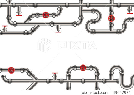 Creative illustration of industrial oil, water, gas pipe system and ware pipeline fittings, valves 49652925