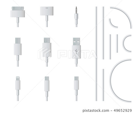 Creative illustration of cellphone usb charging plugs cable isolated on background. Art design smart 49652929