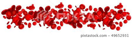 Creative illustration of red blood cells stream, microbiological medical erythrocyte background. Art 49652931