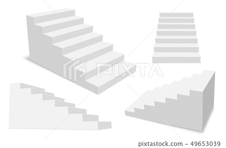 Creative illustration of 3d interior staircases, white stage set isolated on background. Art design Creative illustration of 3d interior staircases, white stage set isolated on background. Art design 49653039