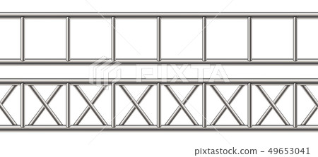 Creative illustration of steel truss girder, chrome pipes isolated on background. Art design 49653041