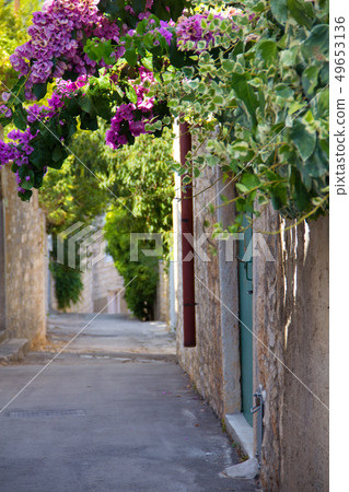 Old street in Supetar town 49653136