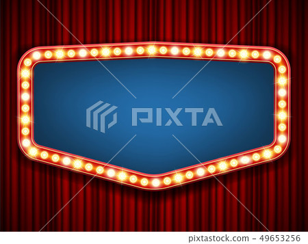 Creative illustration of retro light bulb frame set isolated on background. Art design shiny banner 49653256