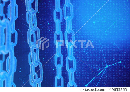 3D illustration digital blockchain code. Chain... - Stock Illustration ...