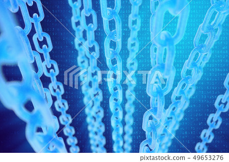 3D illustration digital blockchain code. Chain links network. Binary code on the background. Concept 3D illustration digital blockchain code. Chain links network. Binary code on the background. Concept 49653276