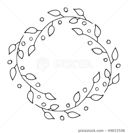 Round flower Frame hand drawn sketch doodles. 49653506