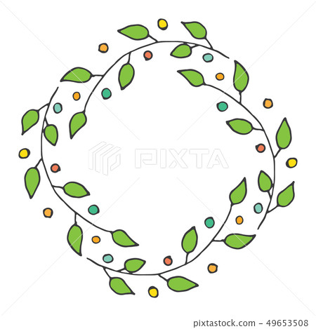 Round flower Frame hand drawn sketch doodles. Round flower Frame hand drawn sketch doodles. 49653508