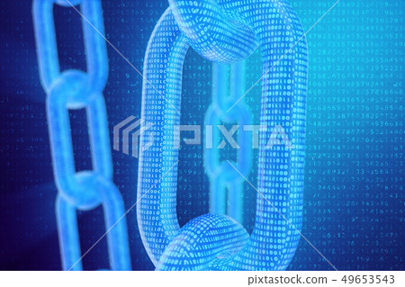 3D illustration digital blockchain code. Chain... - Stock Illustration ...