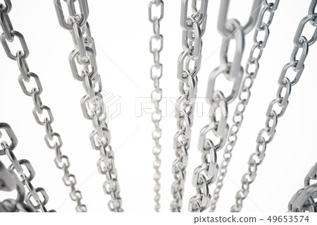 3D illustration metal chains. Metal, steel chains isolated on white background. Metal chains for 3D illustration metal chains. Metal, steel chains isolated on white background. Metal chains for 49653574