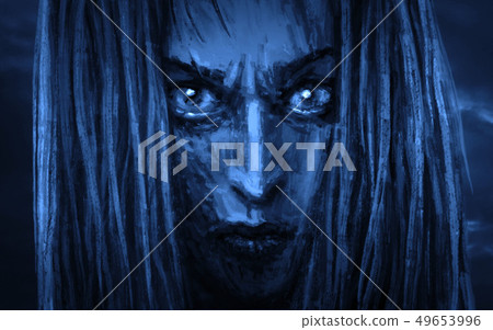 Beautiful face princess warrior with an angry 49653996