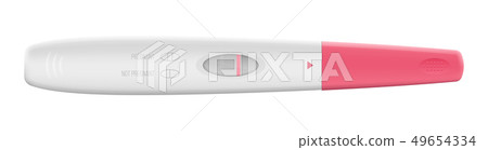 Creative illustration of positive, negative 2 lines pregnancy test kits isolated on background. Art 49654334