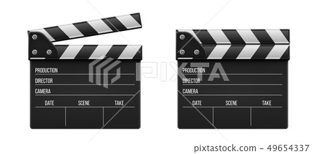 Creative illustration of 3d realistic movie clapperboard, film clapper isolated on background. Art Creative illustration of 3d realistic movie clapperboard, film clapper isolated on background. Art 49654337