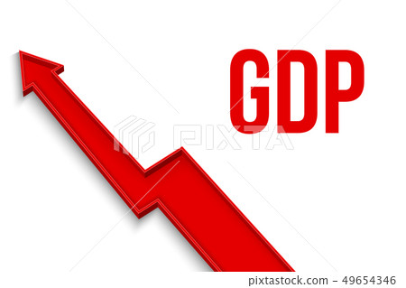 Creative illustration of GDP - gross domestic product text with 3d arrow financial growth, graphic Creative illustration of GDP - gross domestic product text with 3d arrow financial growth, graphic 49654346