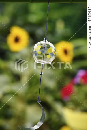 Summer image furin wind bell crafts season seasonal tradition sunflower flower midsummer wind glass cool 49654364