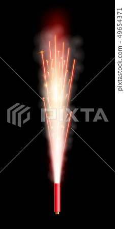 Creative illustration of firework fountain of sparks salute isolated on background. Art design 49654371