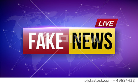 Creative illustration of fake news live broadcasting television screen isolated on background. Art 49654438