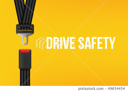 Creative illustration of safety seat belt, open and closed seatbelt isolated on background. Art 49654454