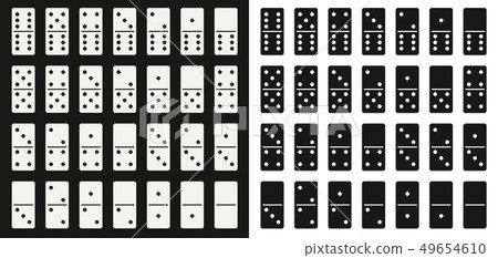 Creative illustration of realistic domino full set isolated on background. Dominoes bones art design 49654610