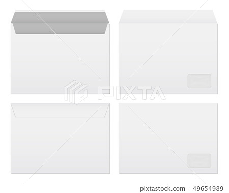 Creative illustration of white blank paper envelopes template set isolated on background Creative illustration of white blank paper envelopes template set isolated on background 49654989